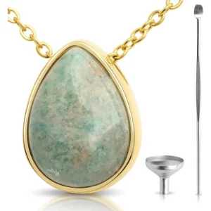 Crystal Urn Necklace - Beautiful Cremation Jewelry For Ashes with Gem Stones - Remembrance Pendant Locket for Holding Human or Pet Cremains - Comes with Funnel, Spoon, Stick - 0.8" safety chain undefined undefined undefined by charlotte jewelry men