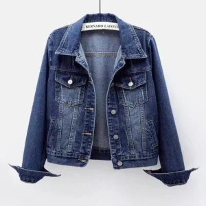 Spring and Autumn Style Denim Jacket Women's Short Slim Fit Simple All match Jacket Washed Cardigan Single breasted Long sleeved Top Trendy Casual Dress Womenswear Button Coats Jeans Jumpsuit Pockets Basic Fitted
