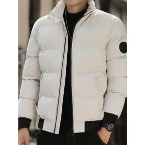 Men's Thermal Windproof Casual Jacket - Solid Color, Comfort Fit for Hiking & Outdoor Activities, Zip-Up with Pockets football  kits Long Sleeve Fabric Coats Menswear Polyester Tops Zipper Black Beige