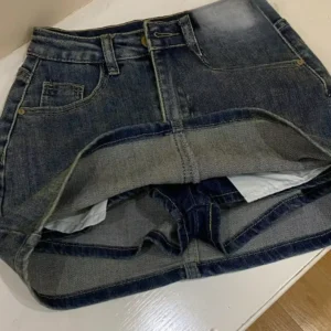 Vintage Do Old Style Denim Short Skirt for Women, Summer High Waist Plus Size Loose Versatile Anti-Exposure Skirt, Women's Bottoms, Conservative Gothic Style, Latina Mini Skirt, Brenay Mini Skirt, Denim Corduroy Long Skirt, Basic Denim Skirt