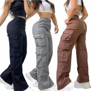 Casual Cargo Pants for Women - 2025 Fashion Multi-Pocket Solid Color Long Pants - Street Style - Cargo Pants for Women Streetwear day collar mace lace undefined safety chain bean necklace undefined