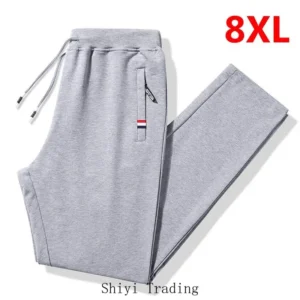 Big Size Sweatpants Men Casual Fashion Pants Oversize 8XL Plus Size Jogger Solid Color Cotton Trousers Male Stretch Pant