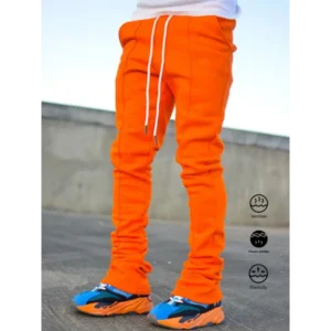 Classic Design Flared Pants, Men's Casual Stretch Hip Hop Style Jogging Pants For Casual Activities