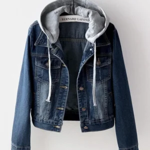 Spring and Autumn Short Slim Hooded Jacket Casual Fashion Denim Jacket Blue Coats