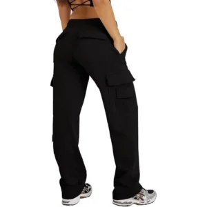 Womens Joggers Casual Baggy High Waisted Sweatpants Straight Leg Sweat Pants with Pocket Black Womenswear