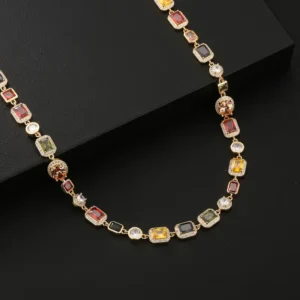 1pc 10mm Colorful Faux Faux Gemstone Necklace, Unisex Hip Hop Western Style, Synthetic Cubic Zirconia, Copper, Glamorous Chain, for Carnival, Valentine's, St. Patrick'S Day Pendants Jewelery undefined jewelry Stainless Steel by charlotte lotus necklace