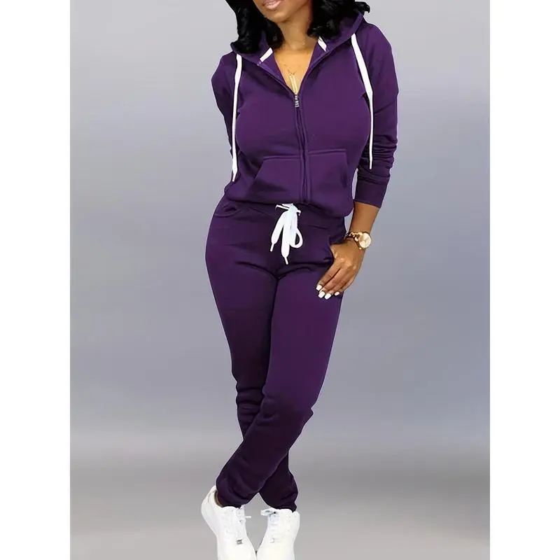 Two Piece Outfits For Women Jogging Suits Casual Jogger Tracksuit Long Sleeve Hoodie Sweatsuit Pants Sets