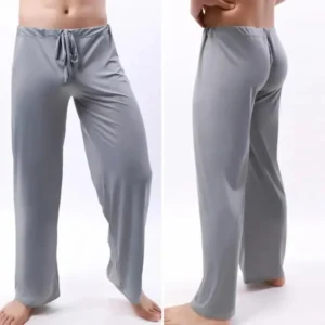 Men Yoga Pants Low Waist Drawstring Straight Loose Pajama Pants Thin Sports Comfortable Elastic Waist Men Sports Trousers Athleisure Menswear Silk