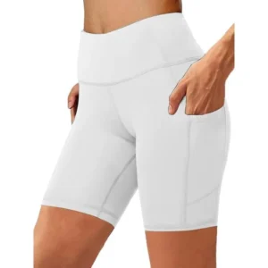 Solid Color Side Pockets Biker Shorts - Slimming High Stretch Fitness Yoga Gym Sports Shorts - Nylon & Spandex - For Women - Suitable for Yoga, Gym, Fitness & Sports - Perfect Gift for Active Women