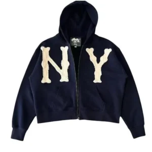 New York Embroidered Full-Zip HoodieLoose Fit Unisex Streetwear Jacket new york Womenswear Sweatshirts Casual Sleeveless Tank Top with Chest Pad