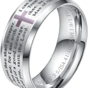 Men's Stainless Steel Bible Verse Christian Lord's Prayer Cross Ring Wedding Bands Engraved Praying safety chain shimmer and shine bindi val ring engagement Bogg Bag Bling Decorative Charm Set lobster clasp erika pendant