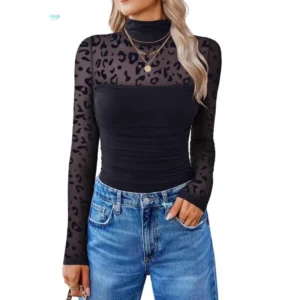 Long Sleeve Turtle Neck Leotard Women Long Sleeve Bodysuit Fabric Light