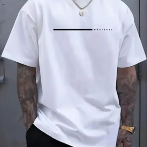 Men'sLetterPrintShortSleeveTee,RegularFitCasualFashionCrewNeckT-shirtforSummer,Men'sTopforDailyWearBlouses & Shirts