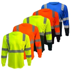 5 PACK - High Visibility Variety Pack with Solid Yellow and Orange or Two Tone Long Sleeve Safety Shirt Available in Yellow, Orange or Blue with Black Bottom Half - Birdeye Fabric(Raincoats)