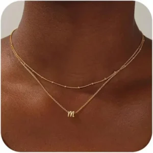 Layered Initial Necklaces for Women Girls Trendy, 14K Gold Plated Letter A-Z Necklace Cute Initial Gold/Silver Initial Stack Birthday Gifts for Women Teen Girls Jewelry open ring women rice grain necklace Stainless Steel Cross dansur by charlotte lotus