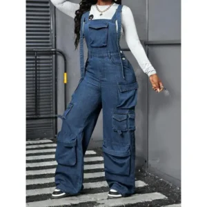 Women's Denim Overalls, Casual Style Adjustable Strap Denim Overalls for Daily Wear, Ladies Clothes for All Seasons Everyday