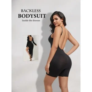 1pc Seamless Plus-Size Women's Shapewear Bodysuit - High Support, Tummy Control, Waist Slimming, Open Back Design in Brownish-Orange, Stretchy Nylon/Elastane Blend, Knit Fabric, Hand Washable, Plus Size Clothes body shapewear