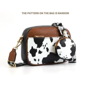 Clear Stock Cow Print Crossbody Bag with Detachable Wallet and Adjustable Strap chic all-match woman gift affordable  bags
