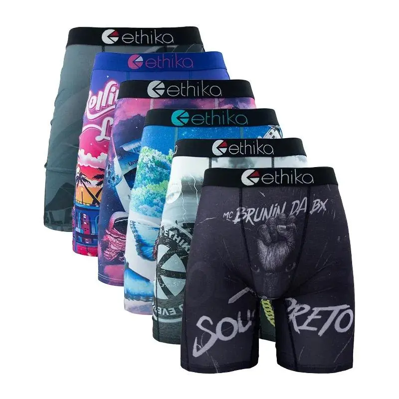 Men gifts Ethika 6 Pack Men Boxers Breathable Streetwear Swimming Underwear Plus Size Printed Trunks Sexy Boxershorts Vacation outfits Outfits men sunday boys room decor ethika sexy(Raincoats)