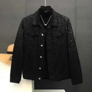 Fashionable Hot Diamond Jacket Spring and Autumn 2025 New Men's Tops Retro Short JacketsHigh-quality men's fashion, high-quality men's clothing Black Menswear Coats