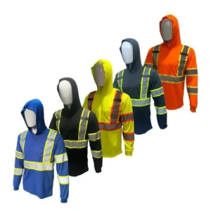 5 PACK SHIRT ST908 High Visibility Hoodie Long Sleeve Safety Shirt with hoodie Polyester Birdeye Mesh in various color sanjay  craig  costume(Raincoats)