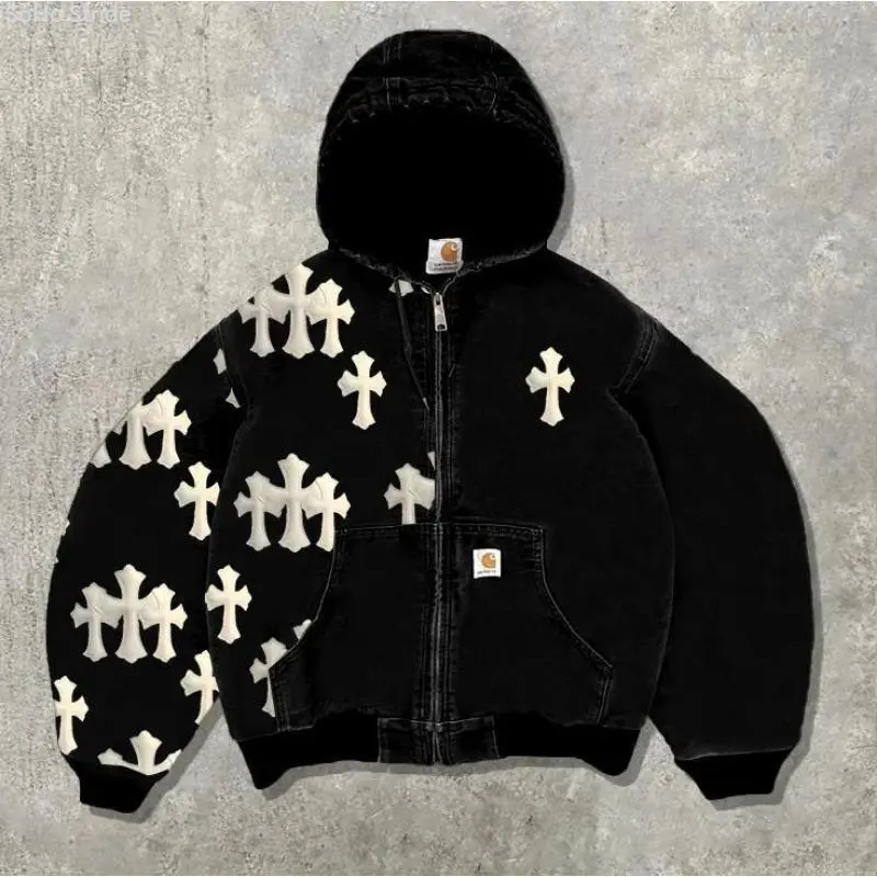 Vintage Cross Zipper Lined Zipper Jacket hoodie