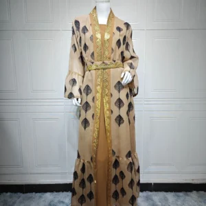 Fashionable dresses, Middle East Arabian Dubai robes, mesh embroidered sets Combo