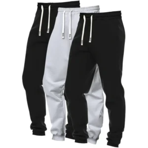 3pcs Solid Drawstring Sports Sweatpants for Men, All-match, Running Jogging, Spring Fall Outdoor