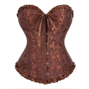 Women's Jacquard Lace Up Grommet Eyelet Frill Trim Shapewear Top, Breathable Fit Elegant Corset Shaper Bandeau Top, Shapewear Tube Top for All Seasons, Tummy Tuck Garment, Womenswear Compression Green Customized Overall