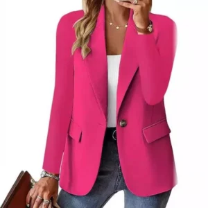New Autumn Long Sleeve Solid Color Multi-color Cardigan Small Blazer for Women Red Suit