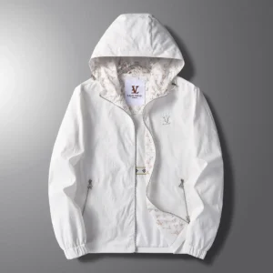Light Luxury Men's Plus Size Spring Jacket Casual Men's Hooded Loose Oversized Coat Trendy Menswear Tops Long Sleeve White