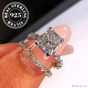 Fashionable High-end Full-Moissanite Diamond Ring Set Of Two Pieces 925 Silver High-quality Moissanite - Engagement, Anniversary mothers day gift part ideal daily party lobster clasp erika pendant Bogg Bag Bling Decorative Charm shimmer and shine bindi