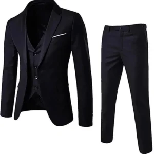 Men'S Business And Leisure Suit Three Piece Set Groom And Man Men'S Wedding Suit Set Jacket Vest & Pants Menswear Overalls Formal Wear Formal Workwear Human Long Sleeve athletic dress workout top Gamis Beige Black Plain athletic dress