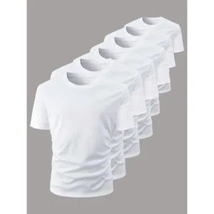 Men's Solid Round Neck Short Sleeve Tee, Regular Fit Casual Crew Neck T-shirt for Daily Wear, Men's Top for All Seasons