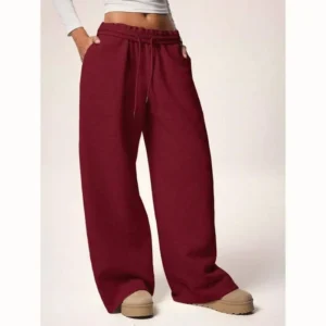 New Autumn/Winter Casual Loose Fit Drawstring Waist Wide Leg Sweatpants, Thick Thermal Lined, Versatile & Slimming