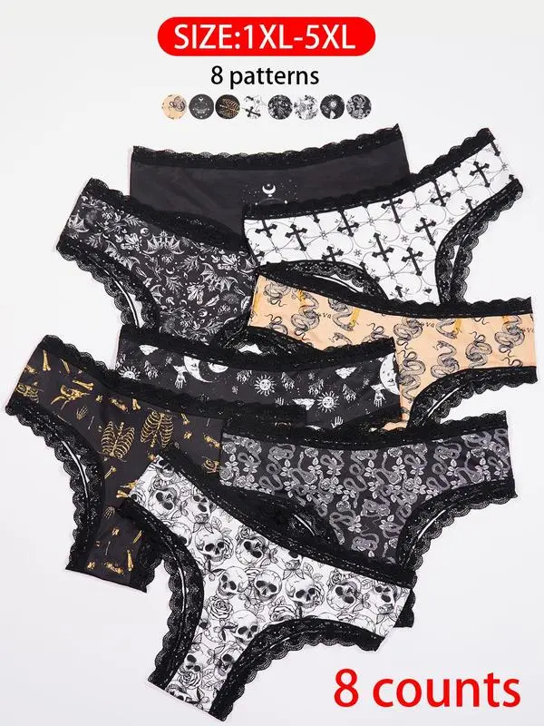 【PlusSize】GraphicPrint?LaceBriefs,SoftComfyBreathablePantyforDailyWear,Women'sUnderwearforAllSeasonsBlouses & Shirts