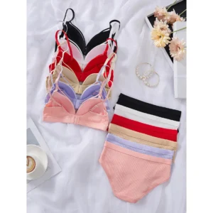 6-Piece Casual Underwear Set, Solid Color Camisole Bra and Panties - Women's Underwear - Soft and Comfortable Fabric - Suitable for Women - Perfect for Daily Wear and Special Occasions - Ideal Gift for Her