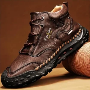 Men's High Top Boots - Durable Lace-Up, All Season Microfiber Synthetic Footwear, Rubber Sole, for Hiking and Outdoor Activities, Hiking Boots