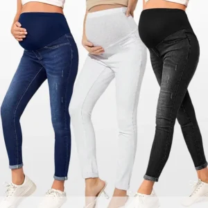 Autumn Winter Maternity Jeans High Waist Belly Support Hip Lift Stretch Maternity Denim Trousers