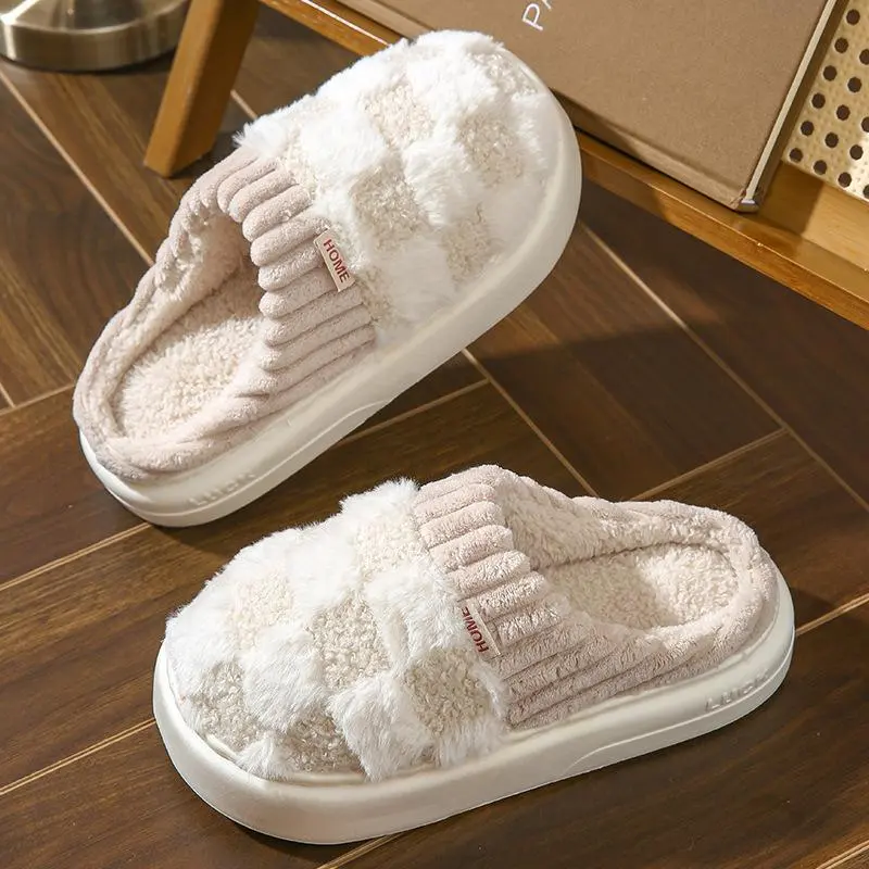 Cotton slippers for women, anti slip cashmere for warmth, monthly slippers for indoor home, cute and fluffy cotton Walking Shoes houseslippers swag(Raincoats)