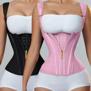 Women's Waist Trainer Corset with Adjustable Straps, Steel Bone Support, Double Compression Body Shaper, Zipper Closure, Smooth Latex Fabric Shapewear Highwaist Girdle Belly Binder Womenswear Comfort Sexy Basic Minimalist