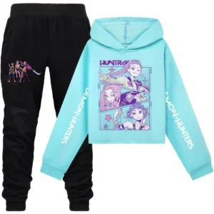 Kpop Demon Hunters Cartoon Hoodie Set Hooded&Pant Pullover Sweatshirt Casual Long Sleeve Suit ring holder necklace marquise engagement ring undefined