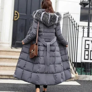Long Down Cotton Parkas Coat Female New Winter Over Knee Loose Large Fur Collar Hooded Warm Thick Parkas Women  Padded Overcoat Womenswear Asian Jackets Baby