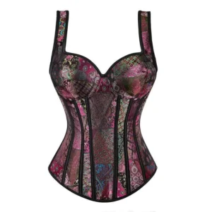 Overbust Mardi Gras Corset Tops For Women Going Out Gothic Jacquard Shoulder Straps Tank Overbust Corset Bustiers 1569