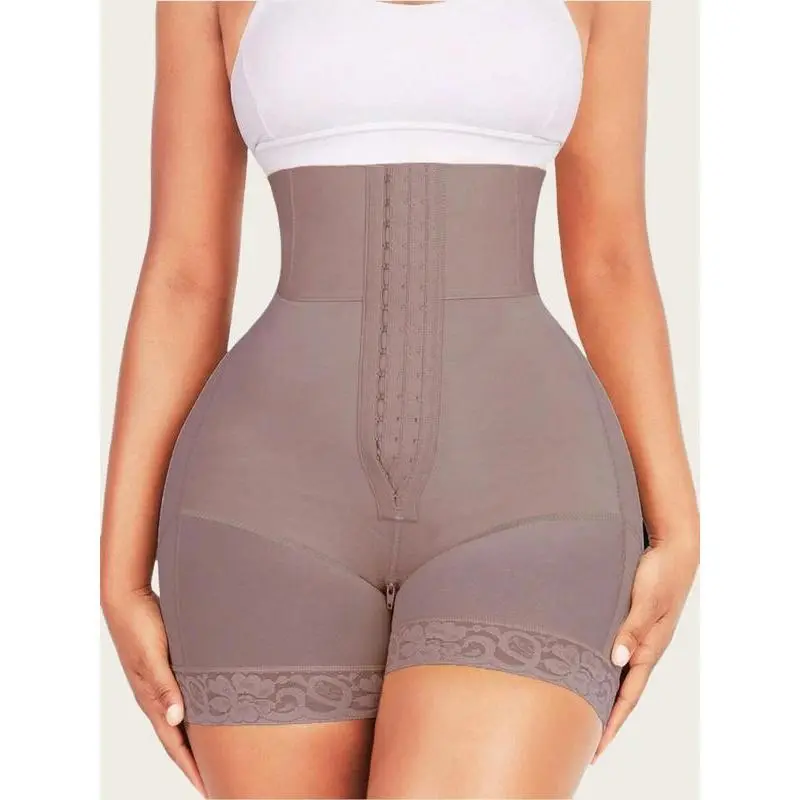 Women's Contrast Lace High Waist Shapewear Shorts, Tummy Control Butt Lifting Shaper, Adjustable Body Shapewear, Casual Women's Shapewear Bottoms for Daily Wear, Shapewear for Women, Shorts for Women, Tummy Tuck Garment