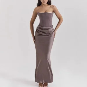 Women's Fashion Strapless Spring Sexy Backless Slim Fit Evening Dress