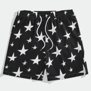 Men'sStarPrintDrawstringWaistShorts,RegularFitCasualComfyBreathableShortsforSummer,Men'sBottomsforDailyWearBlouses & Shirts