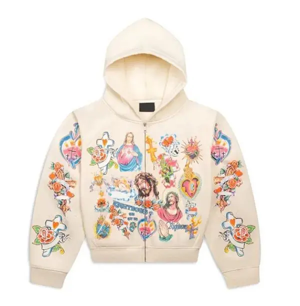 New American Retro Gothic Rock 3D Jesus Print Hoodie - Harajuku Loose Fit Couple Sweatshirt With Design For Casual Unisex(Raincoats)