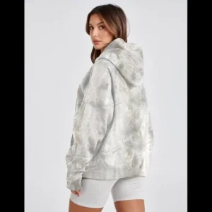 Spring Womens SweatShirt Camo Fleece Hoodie For Men Women Long Sleeve Drop Shoulder Oversized Hooded Sweatshirt Pullover With Pocket