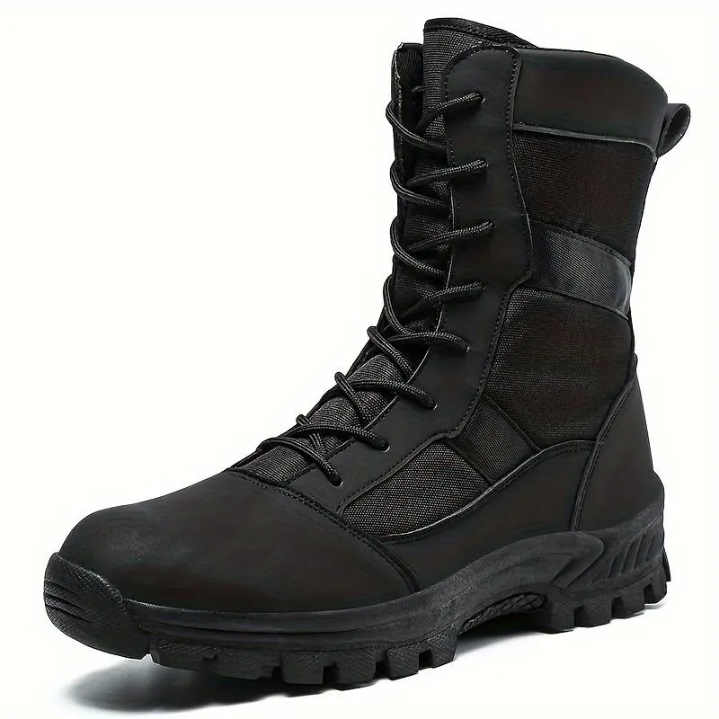 High-Top All-Season Tactical Boots for Men Durable PU Upper, Breathable Fabric Inner, Slip-Resistant TPR Sole, Round Toe Military & Hiking Boots Sport Outdoor